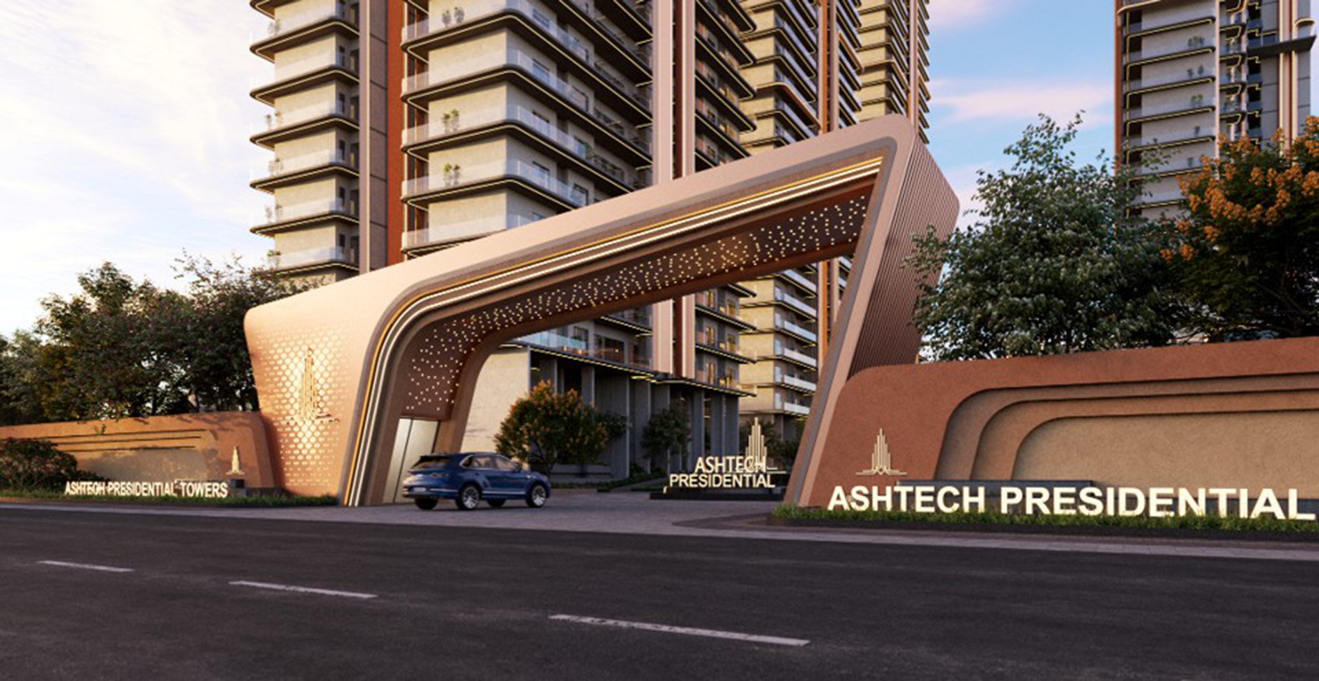 Ashtech Presidential Towers entrance gate render